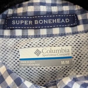 Columbia Men's Blue and White Plaid Shirt